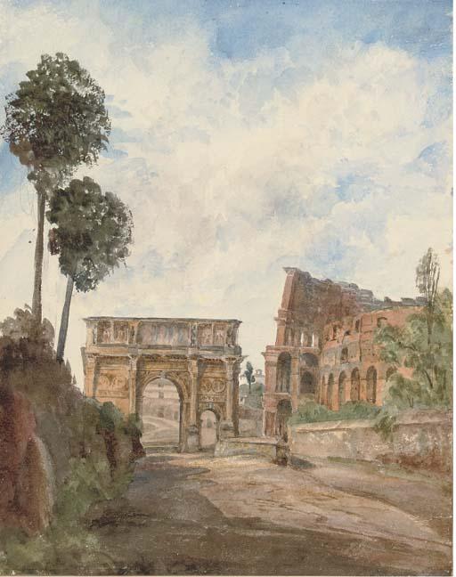 Robert Henry Cheney - The Arch of Constantine, Rome (illustrated); View of Tourmagne, Nîmes; and The Villa Belvedere, Naples