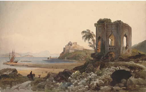 Robert Henry Cheney - The Castel dell\'Ovo on a promontory above the Bay of Naples