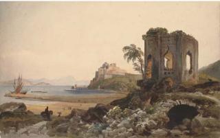 Robert Henry Cheney - The Castel dell\'Ovo on a promontory above the Bay of Naples