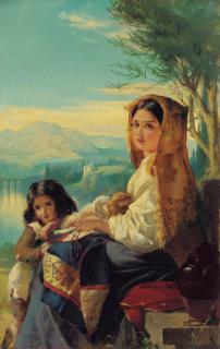 Robert Herdman, R.S.A. - At the Fountain - In Italy