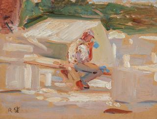 Robert Hermann Sterl - Arbeiter im Steinbruch bei der Pause.