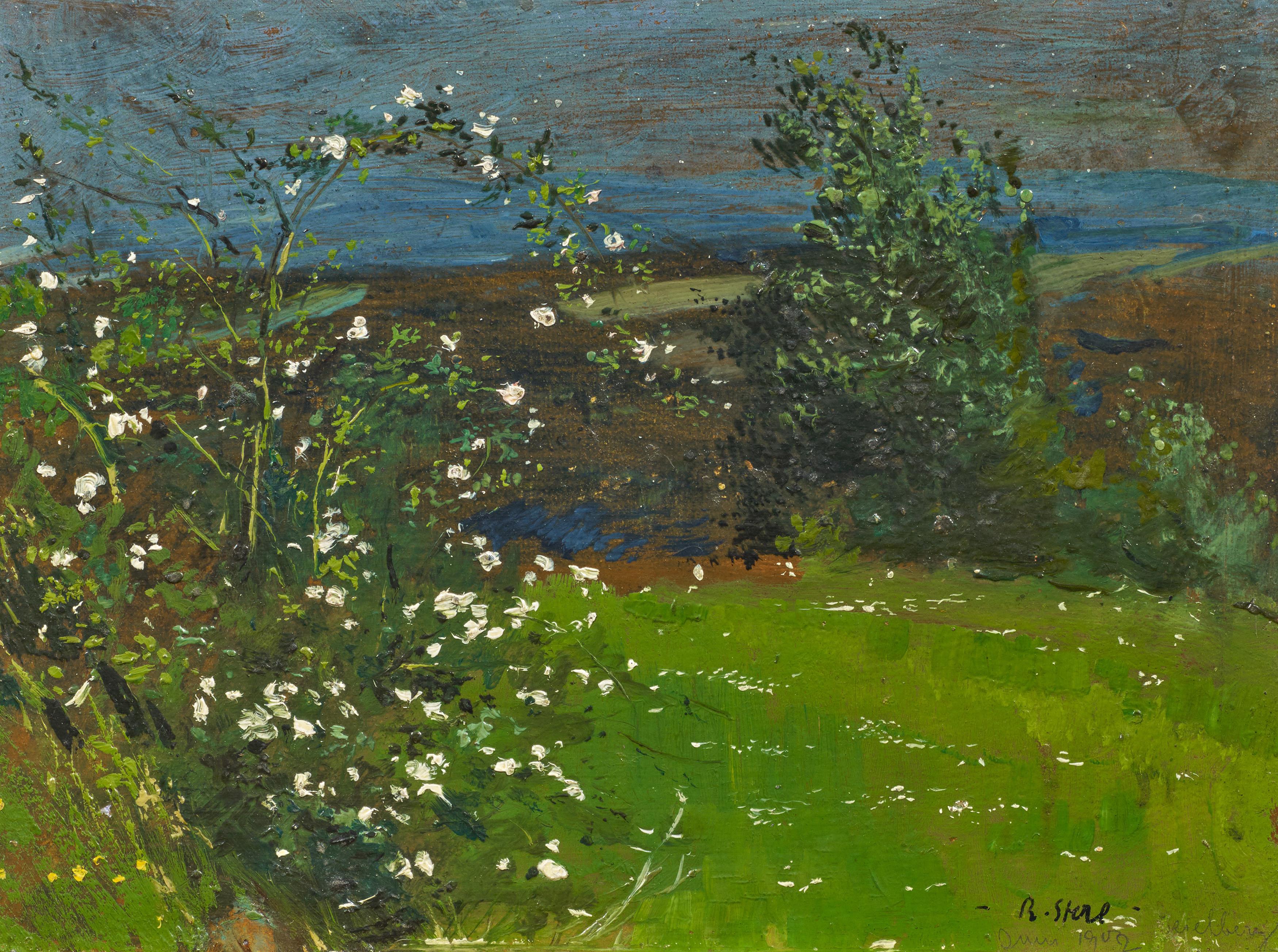 Robert Hermann Sterl - Blühende Heckenrosen bei Spielberg.