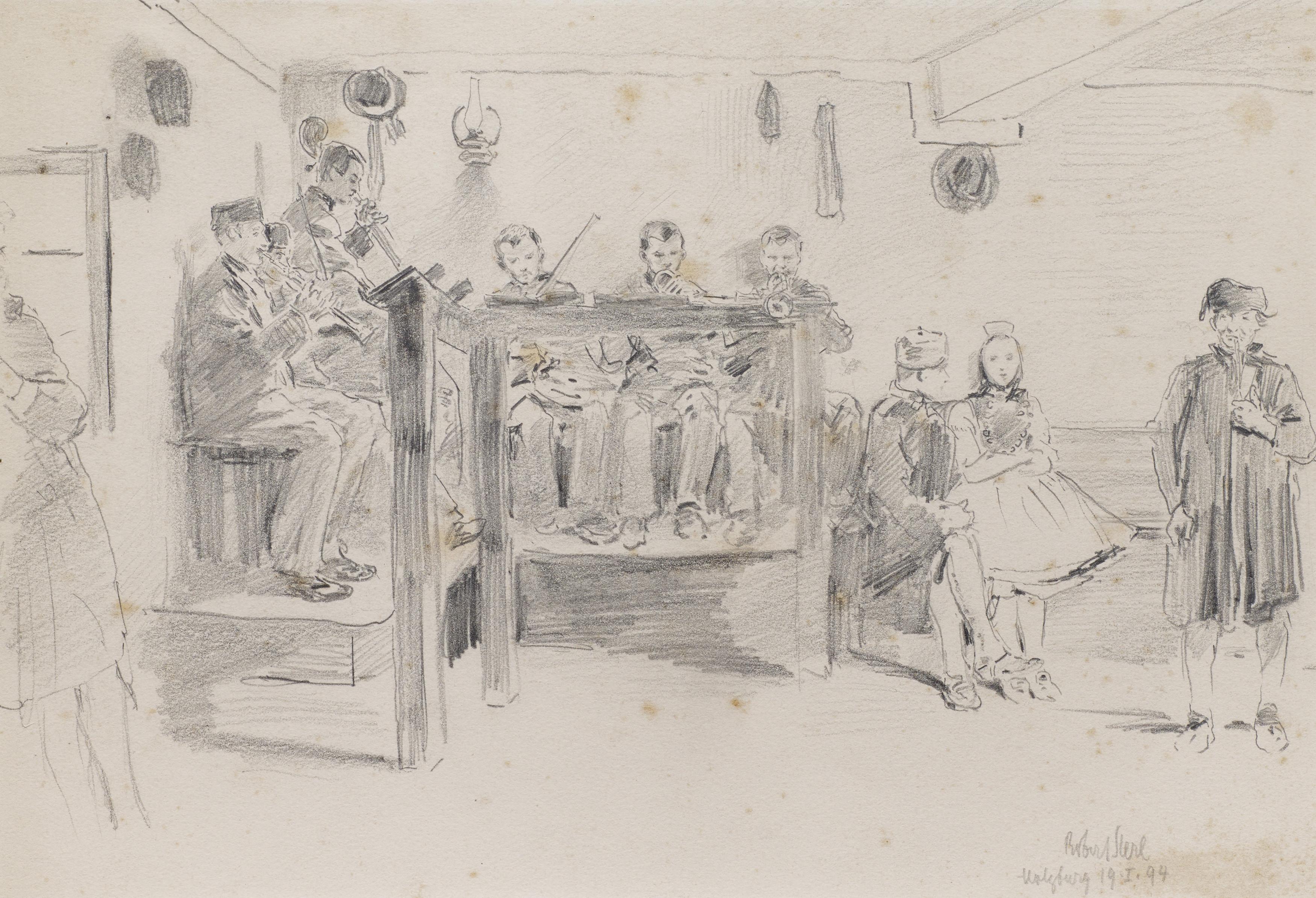 Robert Hermann Sterl - Interieur mit hessischer Tanzkapelle.