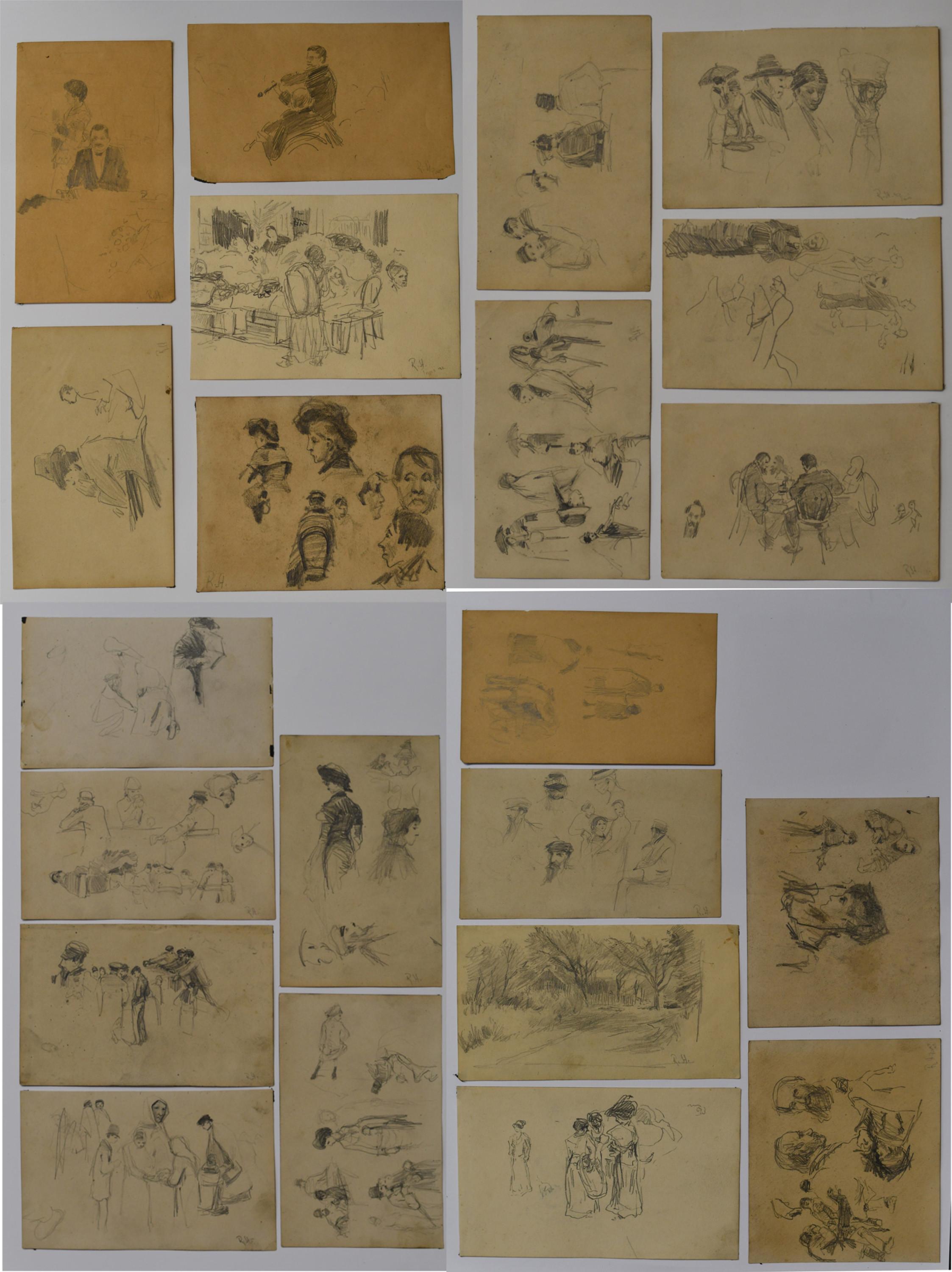 Robert Hermann Sterl - Konvolut aus 22 Blättern, beidseitig gearbeitet.