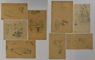 Robert Hermann Sterl - Konvolut aus acht Blättern, beidseitig gearbeitet.