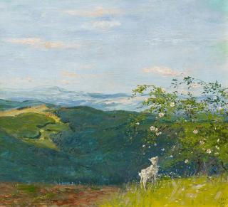 Robert Hermann Sterl - Landschaft mit Heckenrosen und Ziege.