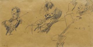 Robert Hermann Sterl - Studie zu fünf Streichern.