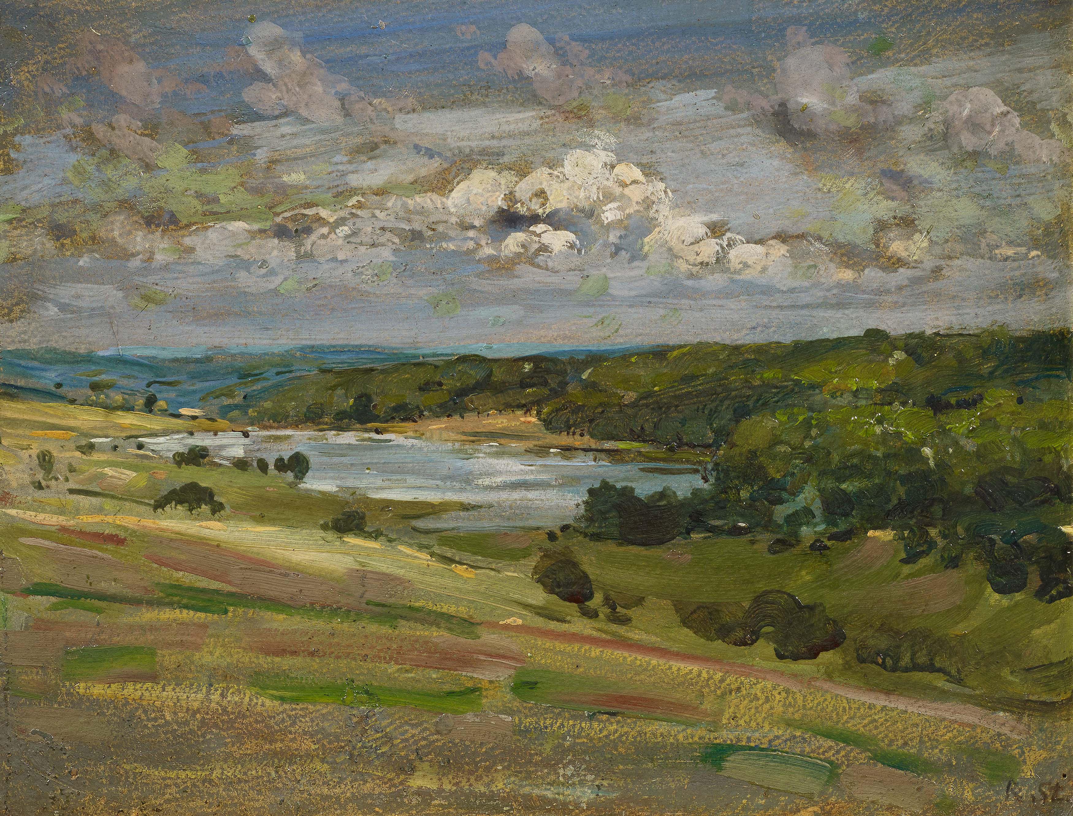 Robert Hermann Sterl - Wolken über einer Teichlandschaft.