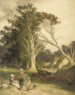Robert Hills, O.W.S. - A farm scene near Hastings, East Sussex