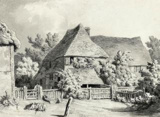 Robert Hills, O.W.S. - A farmyard scene with four piglets