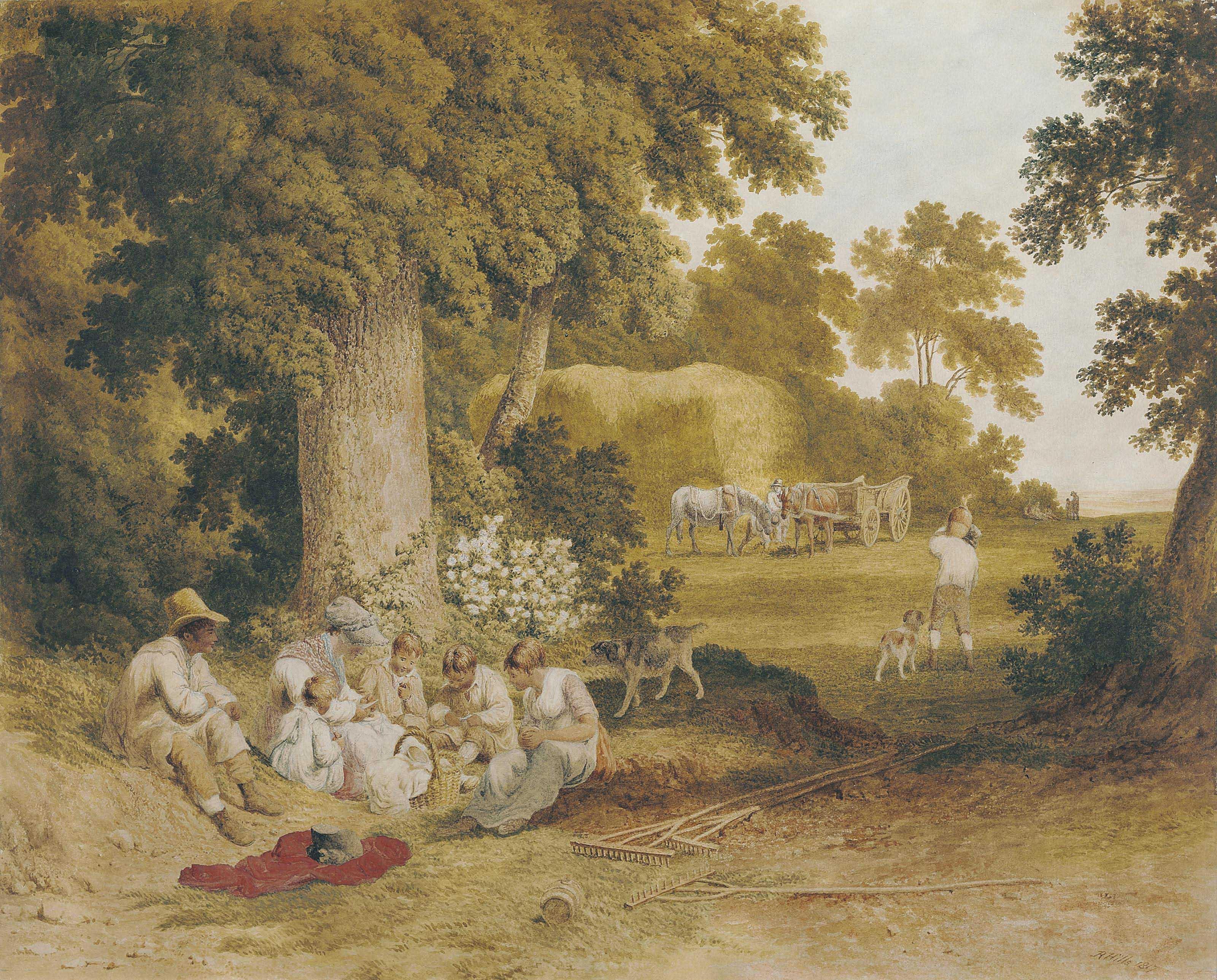 Robert Hills, O.W.S. - Harvesters at rest