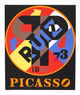 Robert Indiana - One; Picasso And High Ball Manifest, From The American Dream Portfolio 3 Works