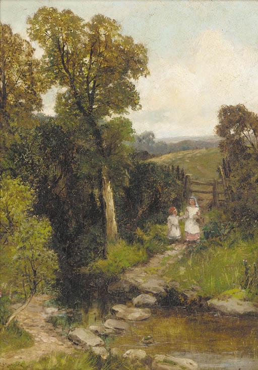 Robert John Hammond - Young girls by the stepping stones
