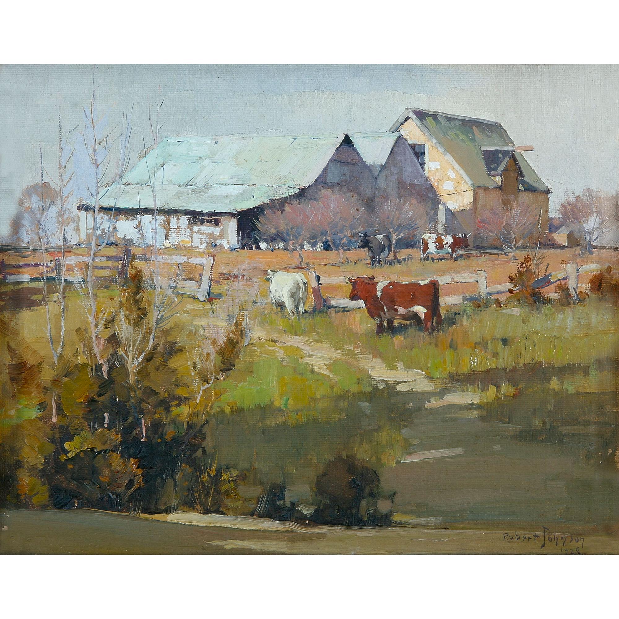 Robert Johnson - Australian Farmyard With Cattle