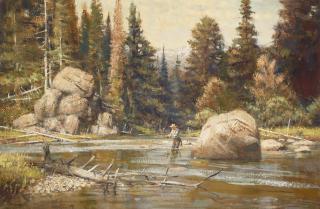 Robert Kennedy Abbett - The Rock Pool 20 x 30 in. framed 28 x 37 in.