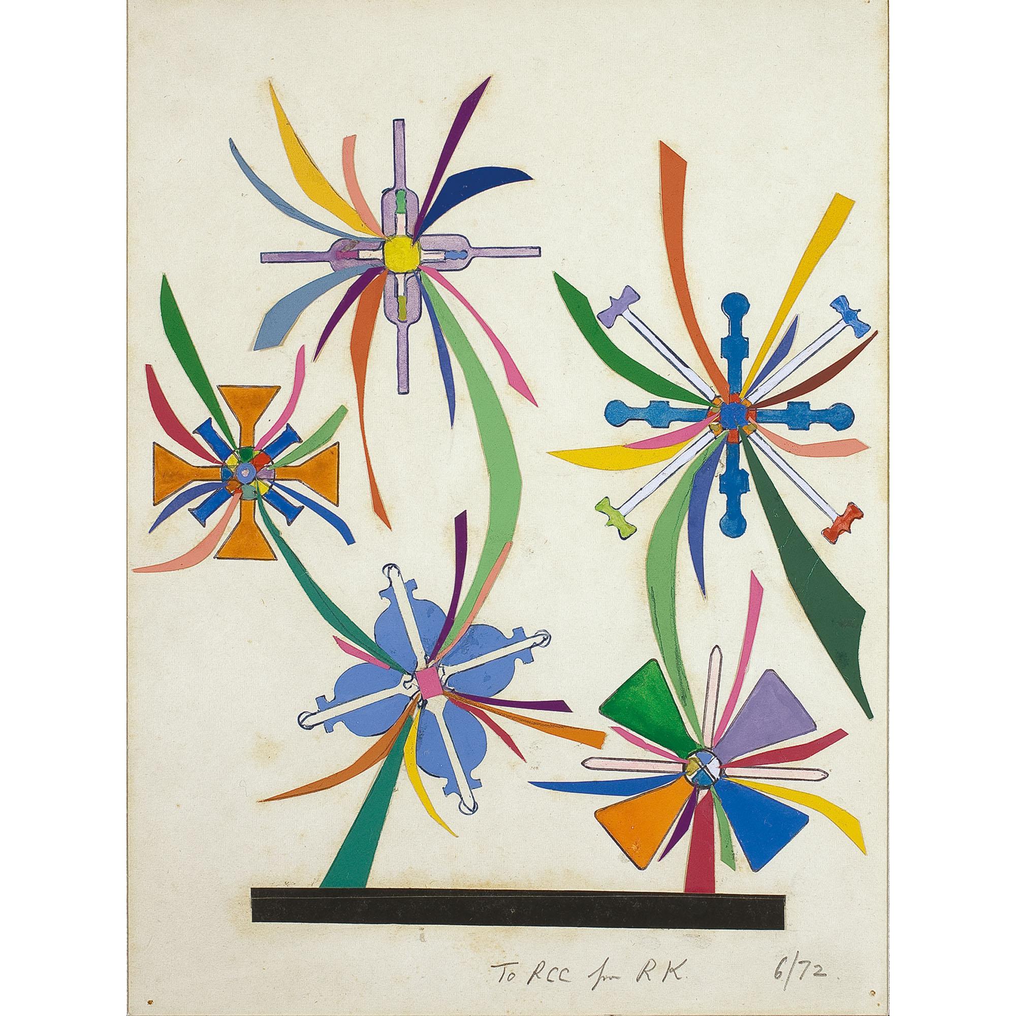 Robert Klippel - Australian Ls 50 Inscribed And Dated To Rcc From Rk 6/72 (Lower Right) Collage, Gouache And Ink On Paper 24 By 18Cm