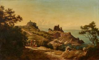 Robert Kummer - Landschaft mit Blick auf das Schloss von Duino bei Triest