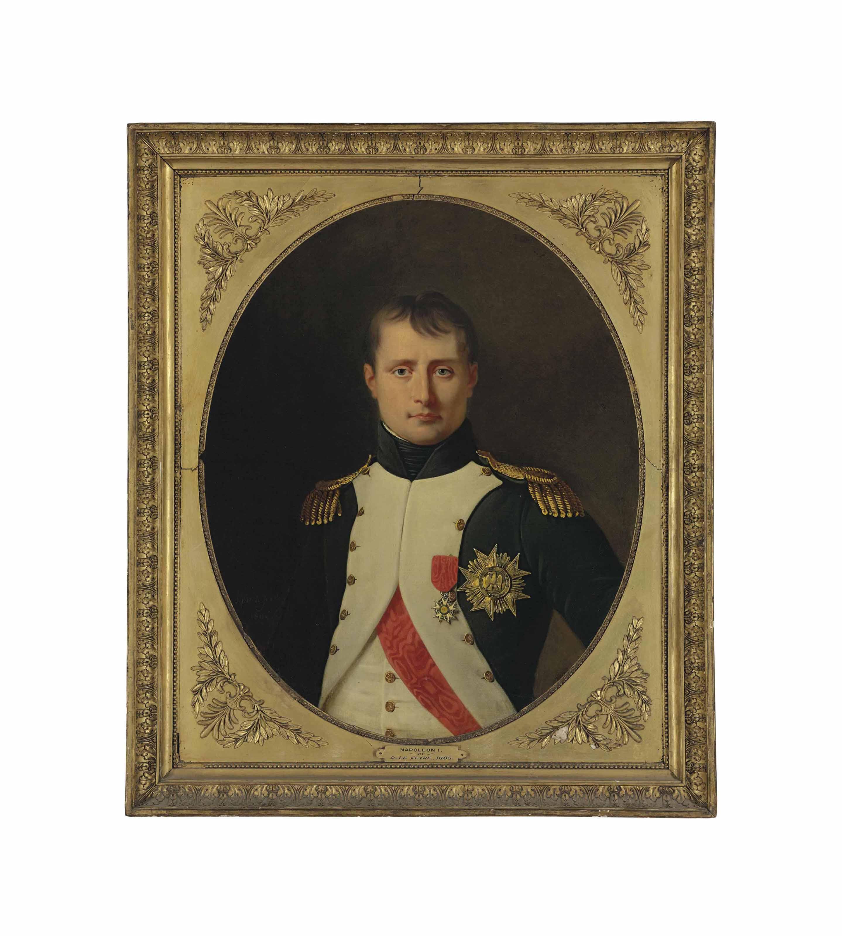 Robert Lefèvre - Portrait of Emperor Napoleon (1769-1821), half-length, as Colonel of the Foot Grenadiers of the Imperial Guard, wearing the cross and Grand Eagle of the Légion d\'Honneur, in a painted oval