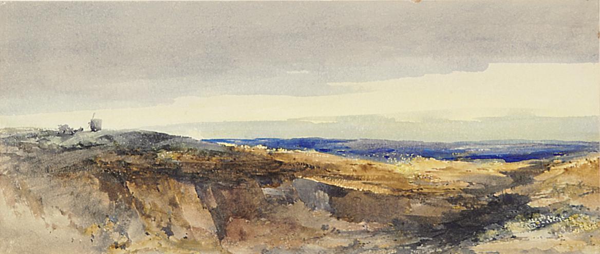 Robert Leman - A windmill in a moorland landscape