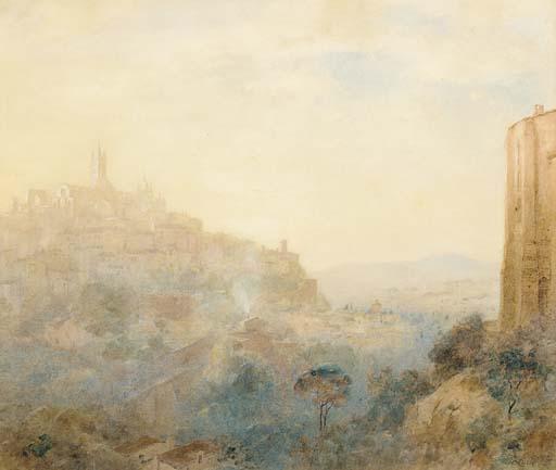 Robert Little, R.W.S., R.S.W. - A Continental hillside town