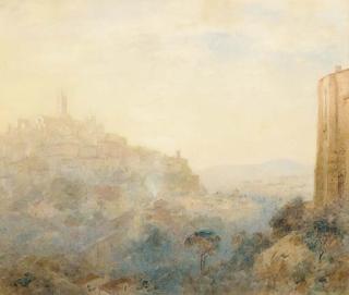 Robert Little, R.W.S., R.S.W. - A Continental hillside town