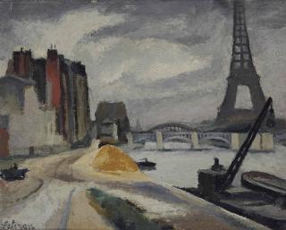 Robert Lotiron - Along the Seine, the Eiffel tower beyond
