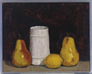 Robert M. Kulicke - Still Life of Two Pears, A Lemon And A Mug On A Table