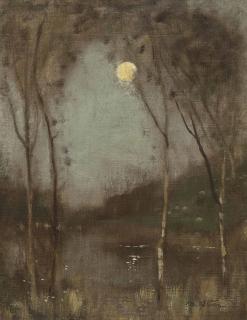 Robert Macaulay Stevenson, R.S.W., I.S. - Moon over a lake