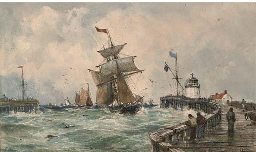 Robert Malcolm Lloyd - A blustery day at the harbour mouth