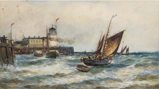 Robert Malcolm Lloyd - Shipping approaching the harbour in heavy seas