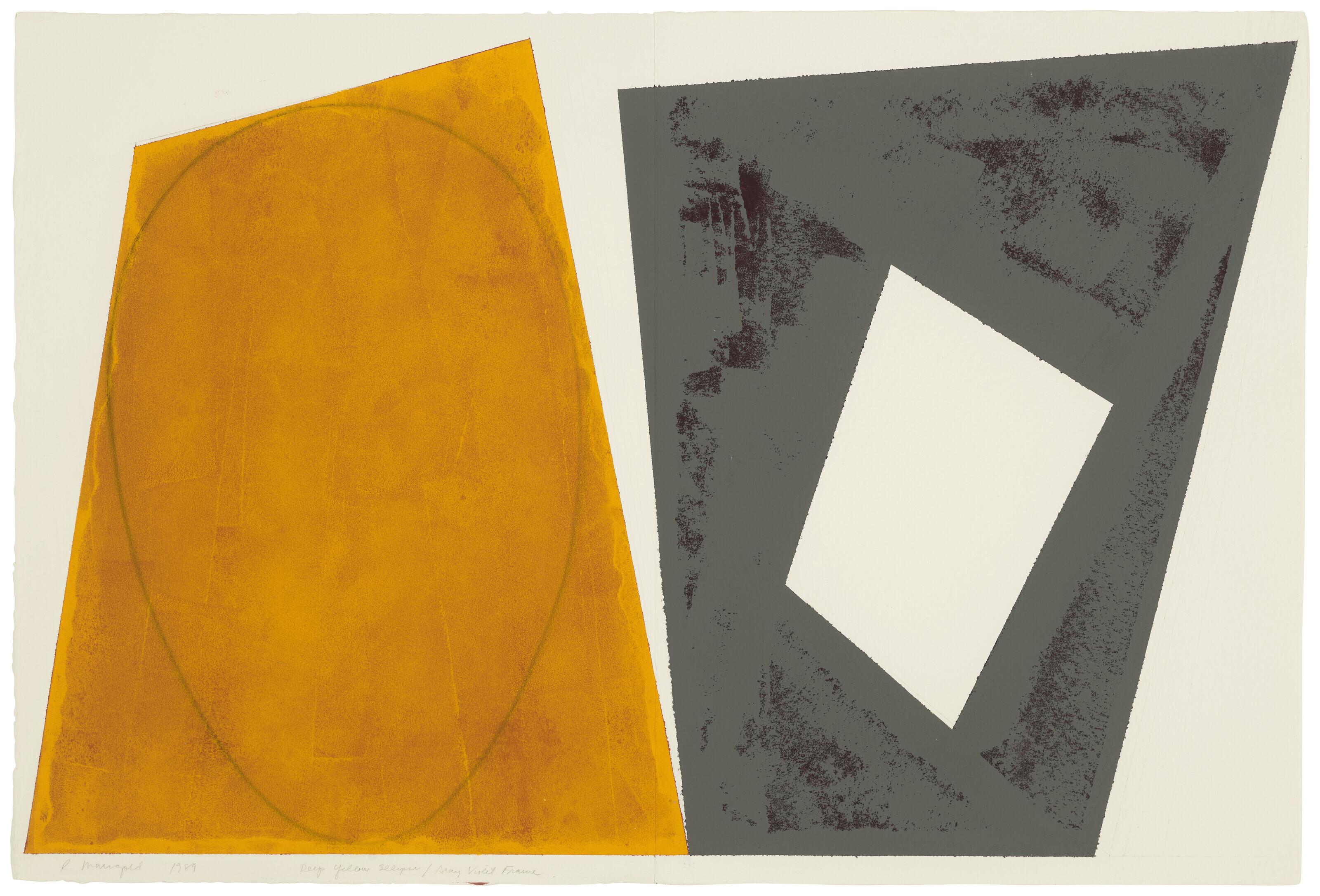 Robert Mangold - Deep Yellow Ellipse / Gray Violet Frame