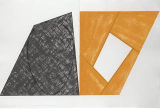 Robert Mangold - Gray Ellipse/Orange Frame