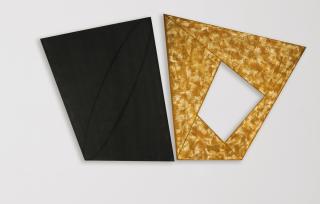 Robert Mangold - Tilted Gray Ellipse/Brown Frame