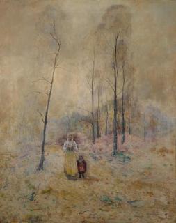 Robert McGown Coventry A.R.S.A, R.S.W. - A mother with her daughter gathering faggots