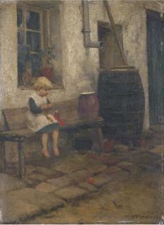 Robert Mcgregor, R.S.A. - Knitting in the sun