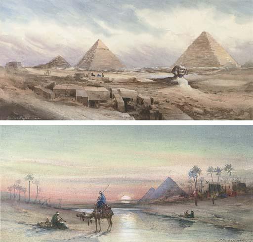 Robert Murdoch Wright - Before the Sphinx and the Pyramids at Giza; and Sunset before the Pyramids
