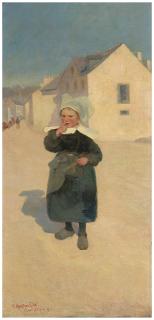 Robert Murdoch Wright - Breton girl, late from school