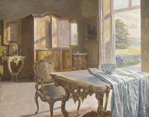 Robert Panitzsch - A rococo interior before a sunlit garden