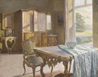 Robert Panitzsch - A rococo interior before a sunlit garden