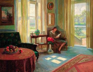 Robert Panitzsch - A woman reading in a sunlit interior