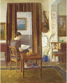 Robert Panitzsch - An elegant woman reading in a drawing room
