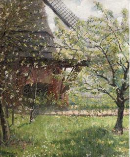 Robert Panitzsch - An orchard before a windmill