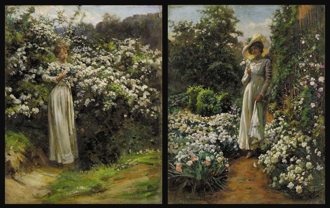 Robert Payton Reid, A.R.S.A. - All in a Garden Fair; and When the Thorn is White with Blossom