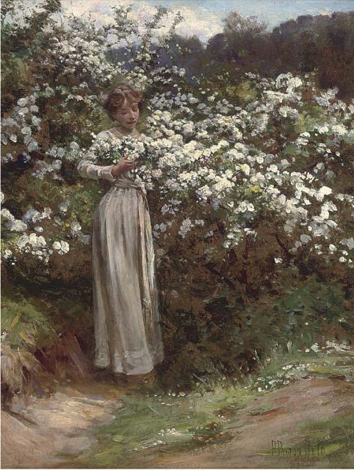 Robert Payton Reid, A.R.S.A. - When the thorn is white with blossom; and All in a garden fair