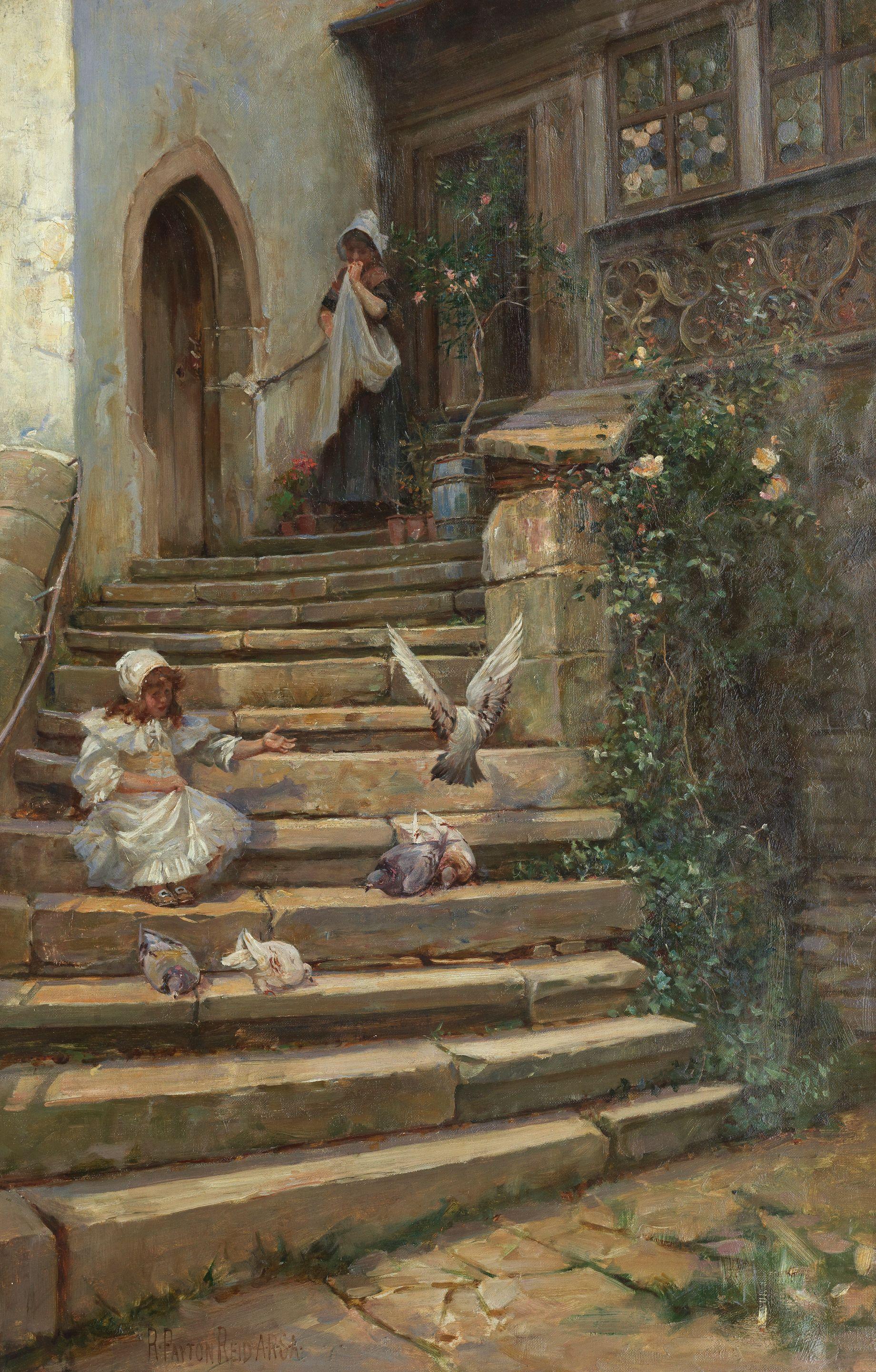 Robert Payton Reid ARSA - Feeding the birds