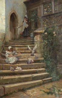 Robert Payton Reid ARSA - Feeding the birds