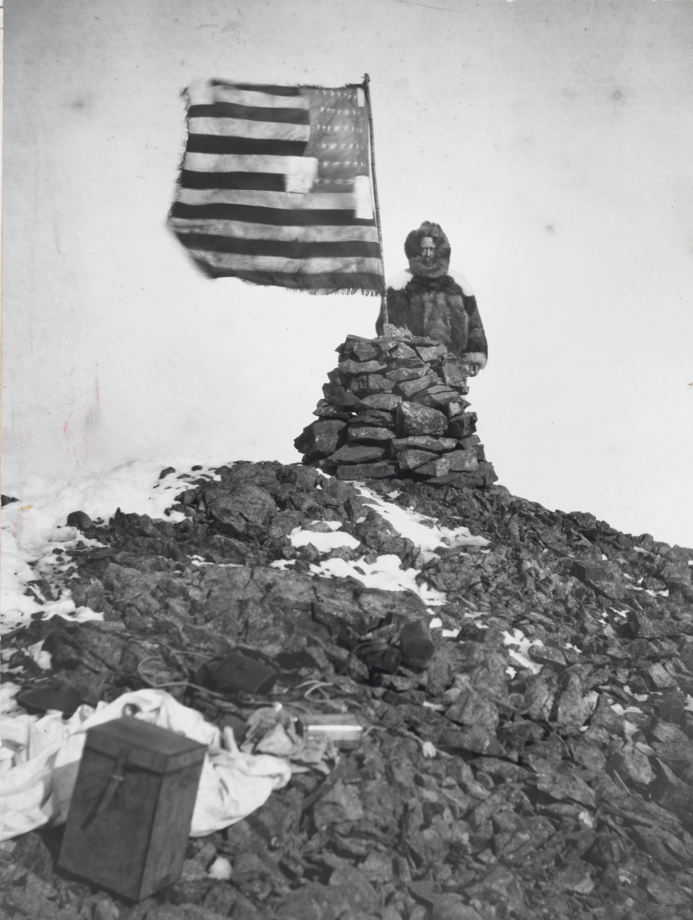 Robert Peary - June 1906: Robert Peary, His Flag Waves Above Cape Stallworthy [Cape Thomas Hubbard]