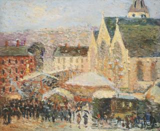 Robert Pinchon - La foire Saint-Romain sur la place Saint-Vivien, Rouen