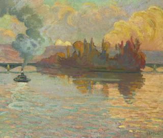 Robert Pinchon - Le Pont de chemin de fer près de Rouen