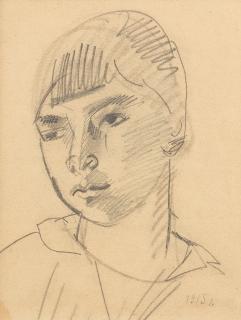 Robert Rafailovich Falk - Double-sided drawing: Portrait of a young woman